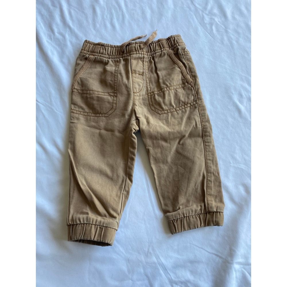 Gymboree Boys Canvas Jogger Pants Size 12-18 Months Tan Brown 140171530
